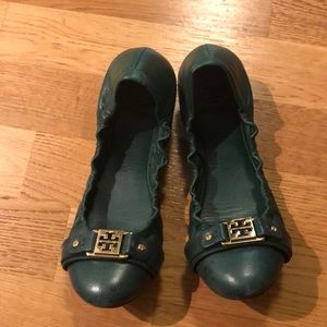 Forest green Tory Burch ballet flats